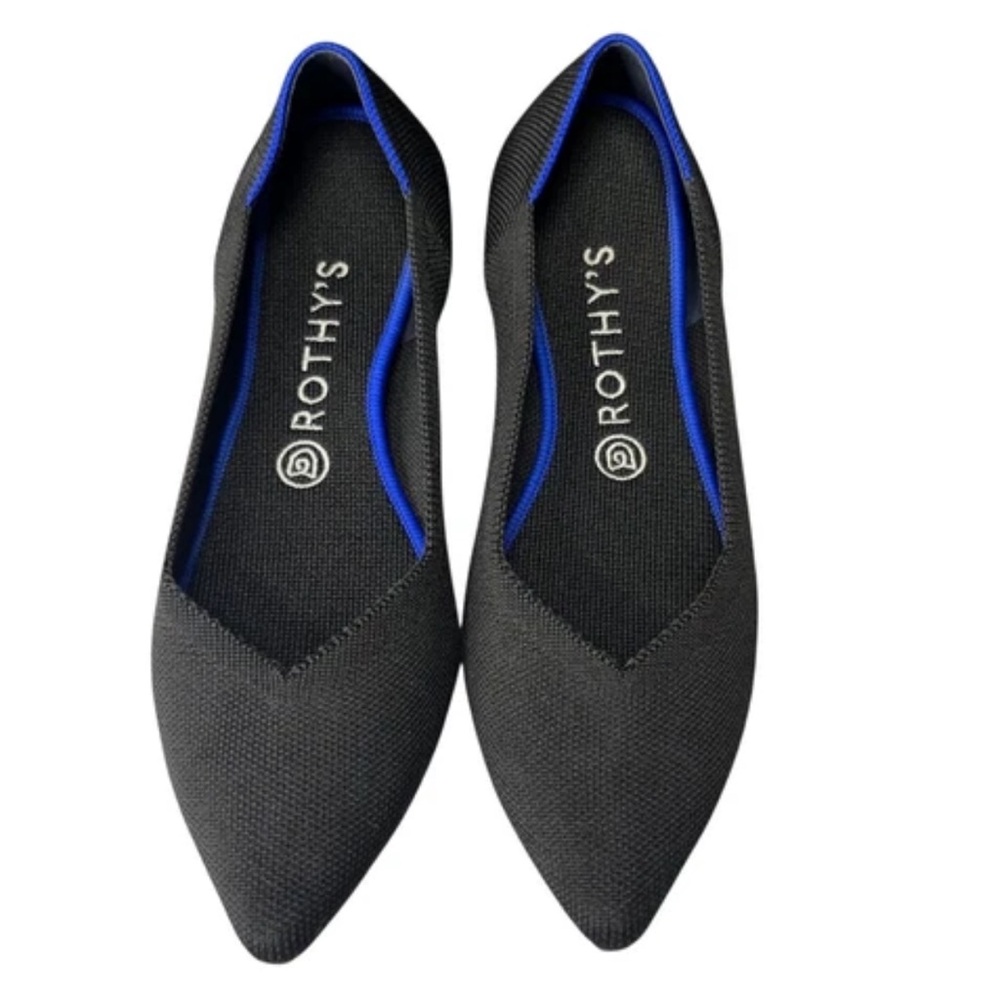 Rothy's the point black knit slip on ballet flats